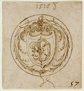 Entwurf für ein Ornament oder Siegelring mit den Wappen von Lazarus Spengler von Albrecht Dürer