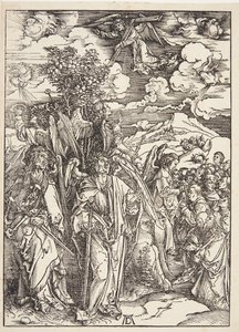 Vier Engel halten die Winde zurück von Albrecht Dürer