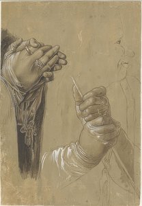 Hände und ein Kopf im Profil von Albrecht Dürer