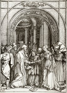 Das Leben der Jungfrau: Die Hochzeit der Jungfrau (Bartsch 82) von Albrecht Dürer