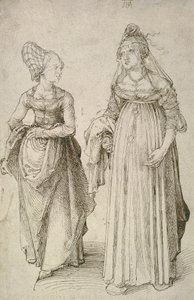 Dame im venezianischen Kleid im Kontrast zu einer Nürnberger Hausfrau von Albrecht Dürer