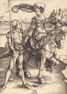 Dame zu Pferd und der Landsknecht, ca. 1497 von Albrecht Dürer