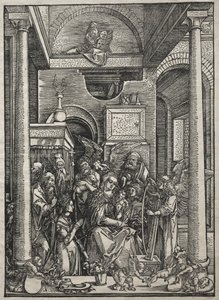 Leben der Jungfrau: Anbetung der Jungfrau und des Kindes durch Heilige und Engel von Albrecht Dürer