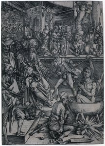 Marter des Evangelisten Johannes, Blatt 2 der Folge "Die Apokalypse" von Albrecht Dürer