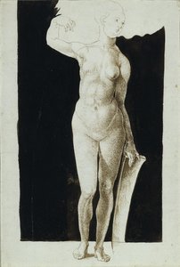 Proportionsstudie einer weiblichen Nackten mit einem Schild, 1500 von Albrecht Dürer