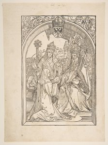 Rosvitha überreicht die Komödien dem Kaiser Otto I. Illustration aus der Opera Hrosvi... n.d.