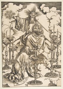 Der heilige Johannes betrachtet die sieben goldenen Leuchter, aus der Apokalypse