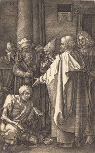 Heilung eines Lahmen durch die Heiligen Petrus und Johannes am Tempeltor, 1513 von Albrecht Dürer