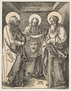 Die heilige Veronika zwischen den Heiligen Petrus und Paulus, aus Die kleine Passion, 1510