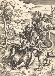 Samson kämpft mit dem Löwen, ca. 1497-1498 von Albrecht Dürer