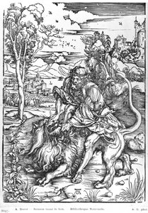 Samson erschlägt den Löwen, ca. 1496-98 von Albrecht Dürer