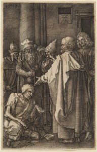 St. Peter und St. Johannes heilen den Krüppel (#16 aus der Gravierten Passion) von Albrecht Dürer