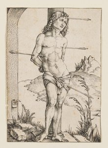 St. Sebastian an eine Säule gebunden von Albrecht Dürer