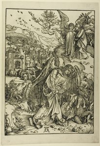 Der Engel mit dem Schlüssel des Abgrunds, aus der Apokalypse von Albrecht Dürer