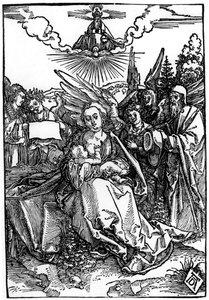 Die Heilige Familie mit fünf Engeln, ca. 1504 von Albrecht Dürer