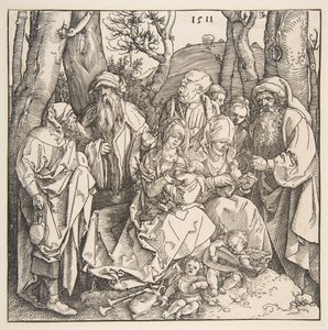Die Heilige Familie mit Heiligen und zwei musizierenden Engeln, 1511 von Albrecht Dürer