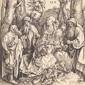 Die Heilige Familie mit zwei musizierenden Engeln, 1511 von Albrecht Dürer