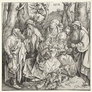 Die Heilige Familie mit zwei musizierenden Engeln von Albrecht Dürer