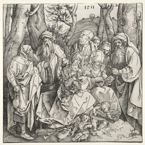 Die Heilige Familie mit zwei musizierenden Engeln, 1511 von Albrecht Dürer
