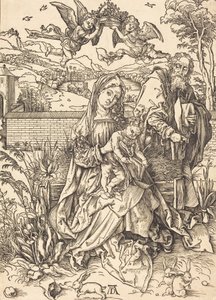Die Heilige Familie mit den drei Hasen, ca. 1497-1498 von Albrecht Dürer