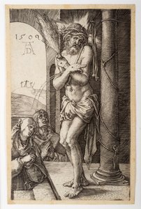 Der Schmerzensmann an der Säule mit der Jungfrau und dem heiligen Johannes, aus der Gravierten Passion