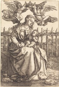 Die Jungfrau und das Kind, gekrönt von zwei Engeln von Albrecht Dürer