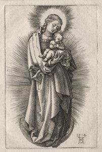 Die Jungfrau mit Haarband auf einer Mondsichel von Albrecht Dürer