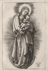 Die Jungfrau mit Haarband auf einer Mondsichel von Albrecht Dürer