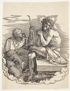 Der Mann der Schmerzen, verspottet von einem Soldaten von Albrecht Dürer