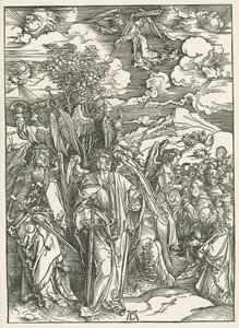 Vier Engel halten die Winde und die Versiegelung der Auserwählten. Die Offenbarung des Heiligen Johannes von Albrecht Dürer or Duerer