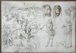 Raub der Europa, Löwenköpfe, Bogenschütze, Weiser, Schädel von Albrecht Dürer or Duerer