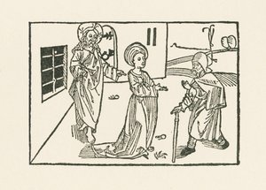 Zweite Werk der Barmherzigkeit: Aufnahme des Pilgers in sein Haus von Albrecht Dürer or Duerer