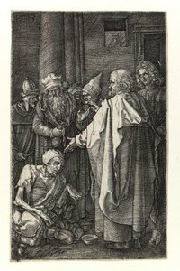St. Peter und St. Johannes heilen die Krüppel am Tempeltor von Albrecht Dürer