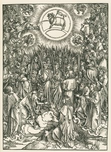 Die Anbetung des Lammes und das Lied der Auserwählten. Die Offenbarung des Johannes, um 1496-97 von Albrecht Dürer or Duerer
