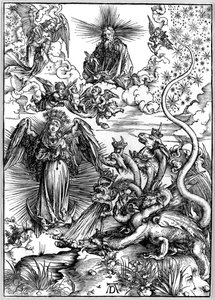 Die apokalyptische Frau oder Die Frau, bekleidet mit der Sonne und dem siebenköpfigen Drachen, aus der Apokalypse oder der Offenbarung des Johannes von Albrecht Dürer