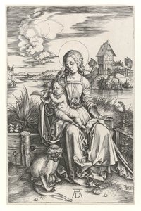 Die Jungfrau mit dem Affen, ca. 1498 (Kupferstich) von Albrecht Dürer