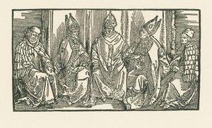 Drei Bischöfe und zwei Mönche von Albrecht Dürer or Duerer