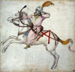 Ein Bogenschütze zu Pferd. Zeichnung von Albrecht Dürer