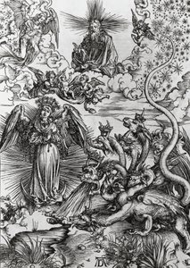 Frau der Apokalypse und siebenköpfiger Drache, Apokalypse von Albrecht Dürer