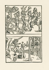 Holzschnitt zu "Wie der Würfel auf ist Kumen" von Albrecht Dürer or Duerer
