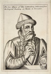 Johannes Gutenberg, aus Mechanick Exercises: or The Doctrine of Handy-Works applied to the Art of Printing, veröffentlicht 1683 von Albrecht after Mentz