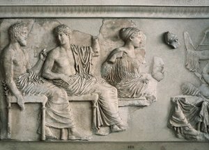 Poseidon, Apollo, Artemis und Aphrodite dargestellt auf dem Ostfries des Parthenon von Alcamenes (attr. to)