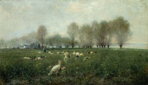 Truthähne auf dem Land bei Sonnenuntergang von Alceste Campriani