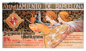 Plakat für die dritte "Ausstellung der Schönen Künste und der künstlerischen Industrien" in Barcelona 1896 von Alejandro de Riquer
