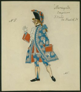Kostümentwurf für das Stück Die Maskerade von M. Lermontov, 1917 von Aleksandr Jakovlevic Golovin