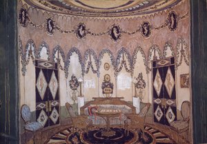 Bühnenbild für das Theaterstück Zwei Brüder von M. Lermontov, 1915 von Aleksandr Jakovlevic Golovin