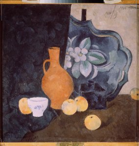 Stillleben mit einem gelben Krug und einer weißen Schale - Werk von Alexander Wassiljewitsch Schewtschenko (1883-1948) von Aleksandr Vasilievich Shevchenko