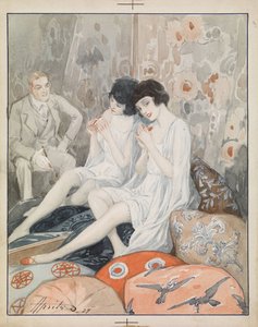 "Frau in einem Boudoir" Aquarell von Alexander Apsit (1880-1944)