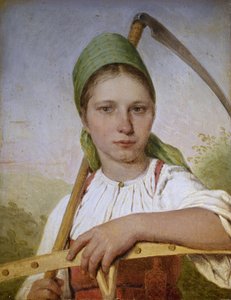 Bäuerin mit Sense und Rechen, vor 1825 von Aleksei Gavrilovich Venetsianov