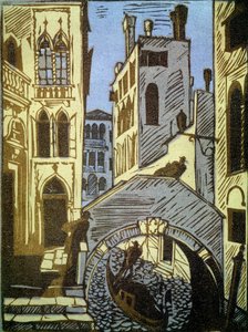 Venedig, Italien. Kanal, Gondel, Brücke und Fassaden der Stadt von Aleksey Kravchenko